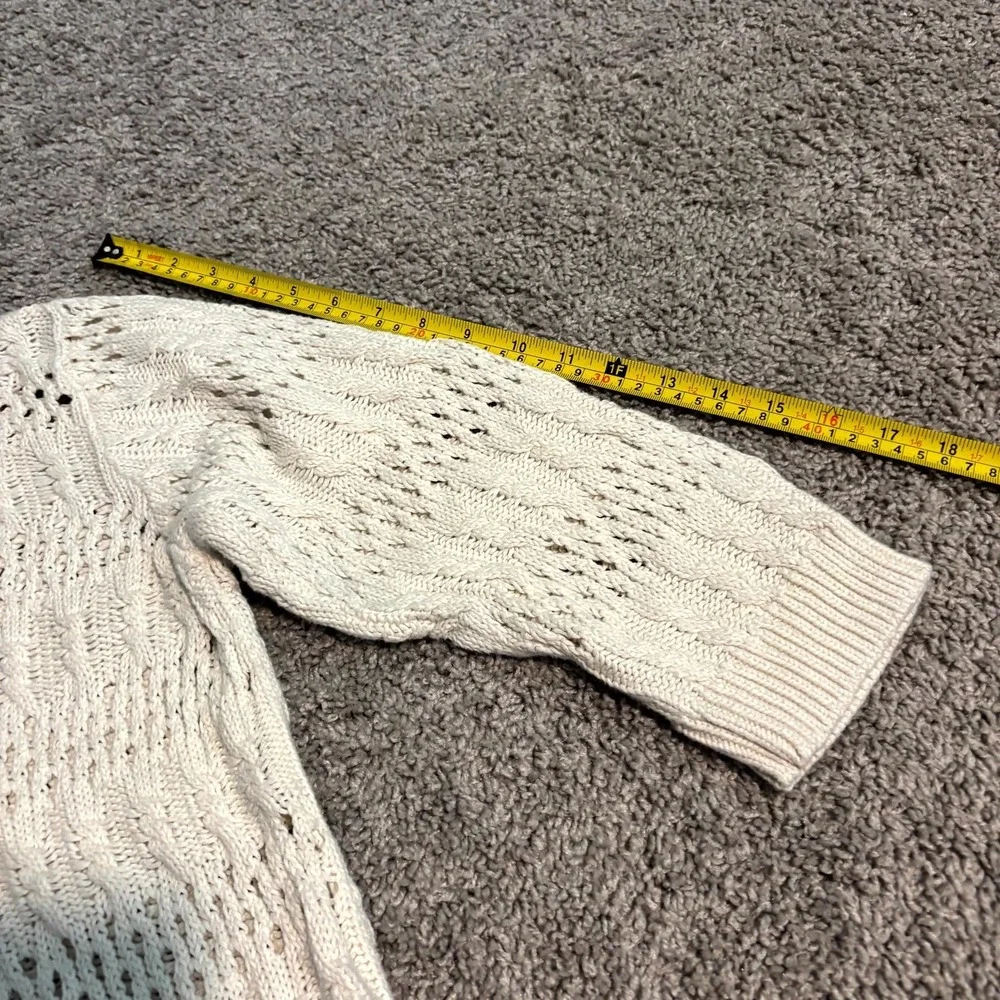 Joe Fresh Womens XL Cream Knit Sweater 100% Cotton Open Knit Lightweight - Picture 7 of 8